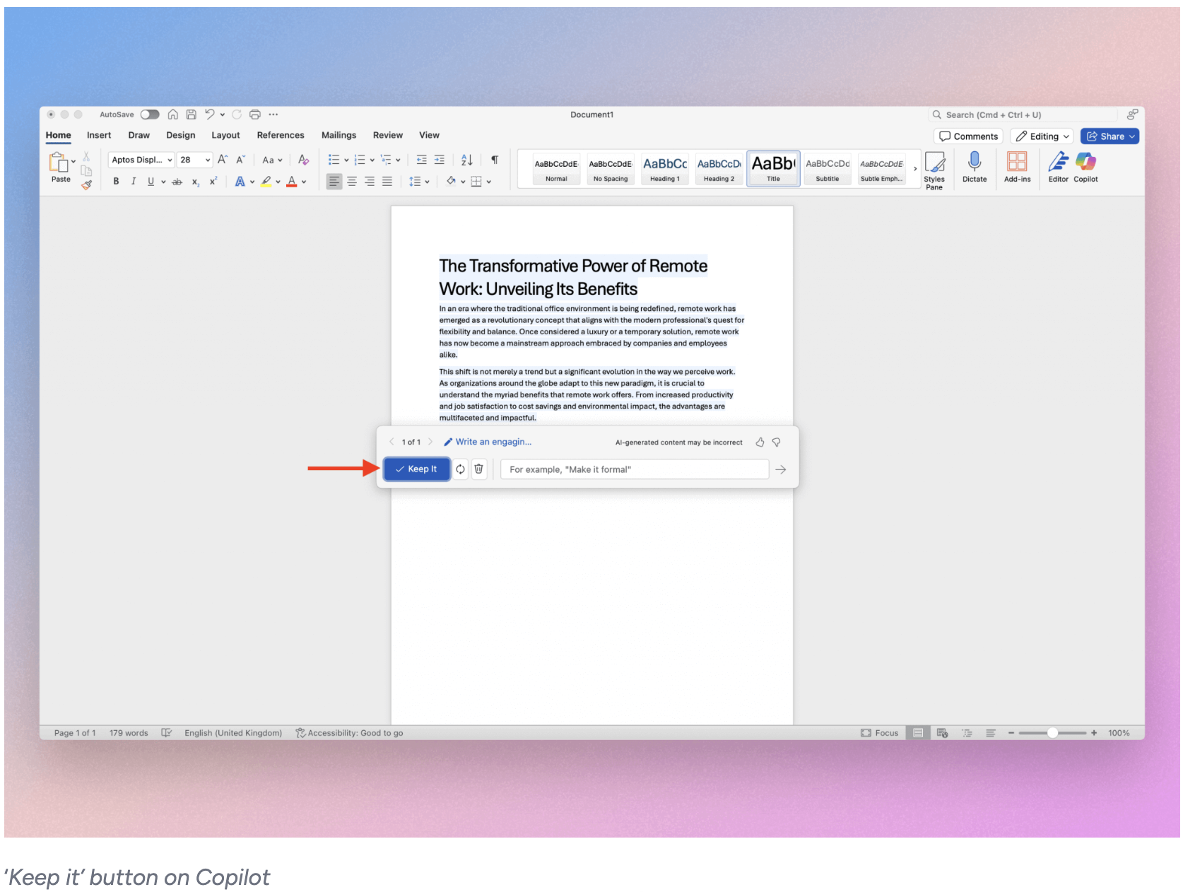 Copilot in Word gallery image