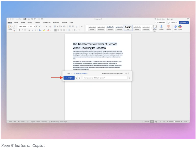 Copilot in Word screenshot 17