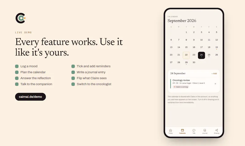 Cairn — a companion for cancer treatment screenshot 3