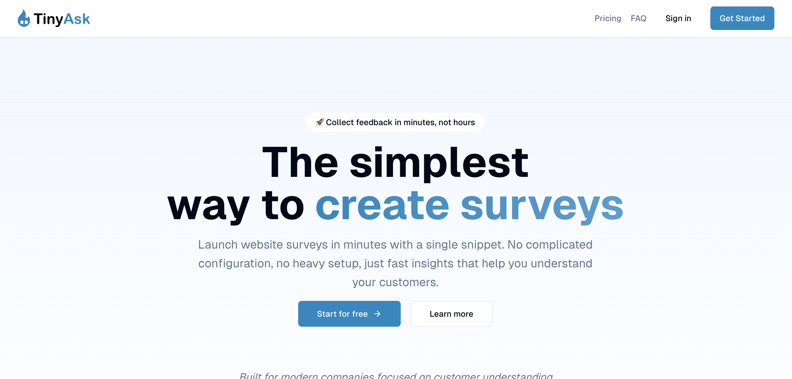 TinyAsk - Main product screenshot demonstrating key features and user interface