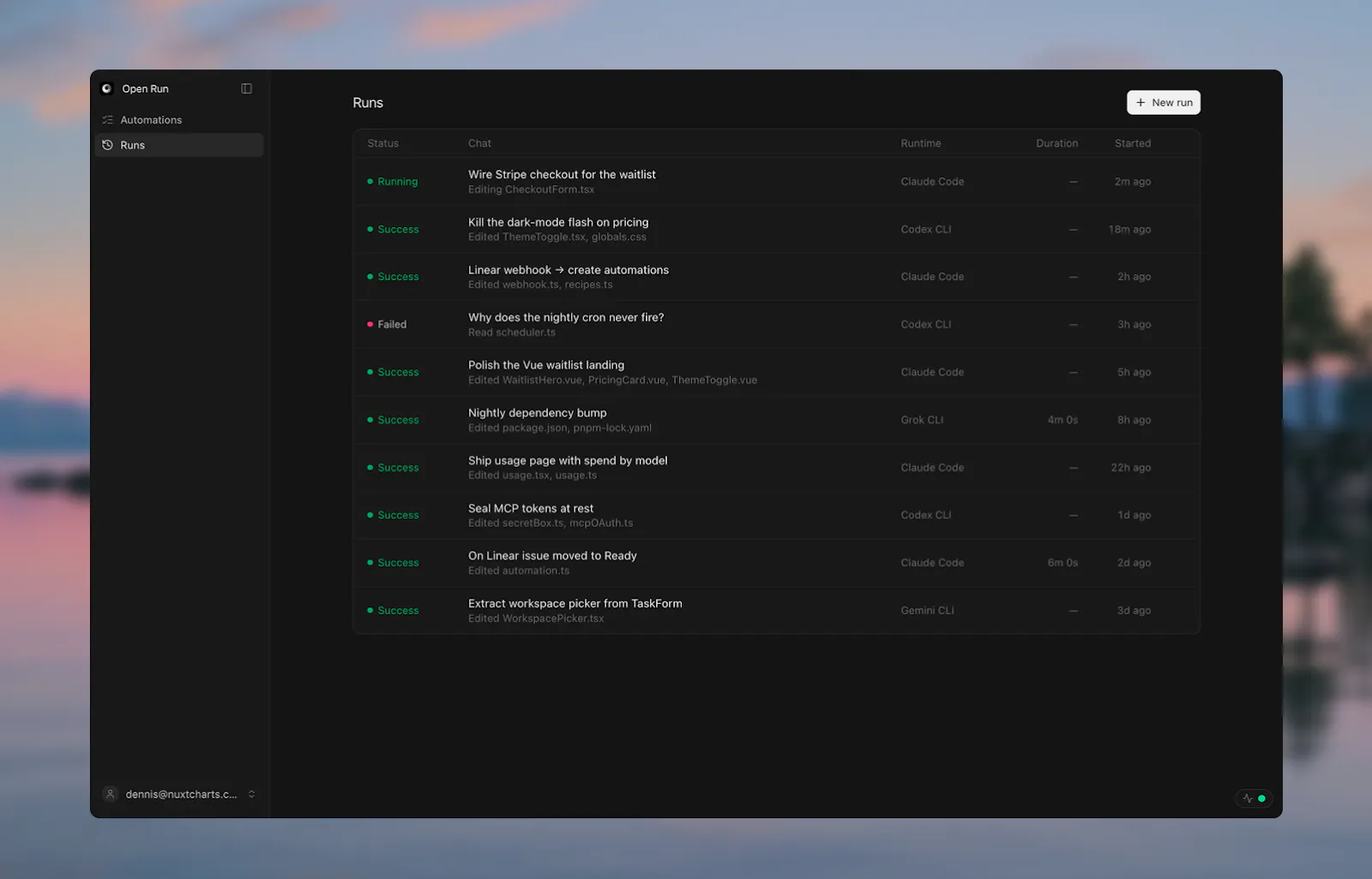 Open Run screenshot 3