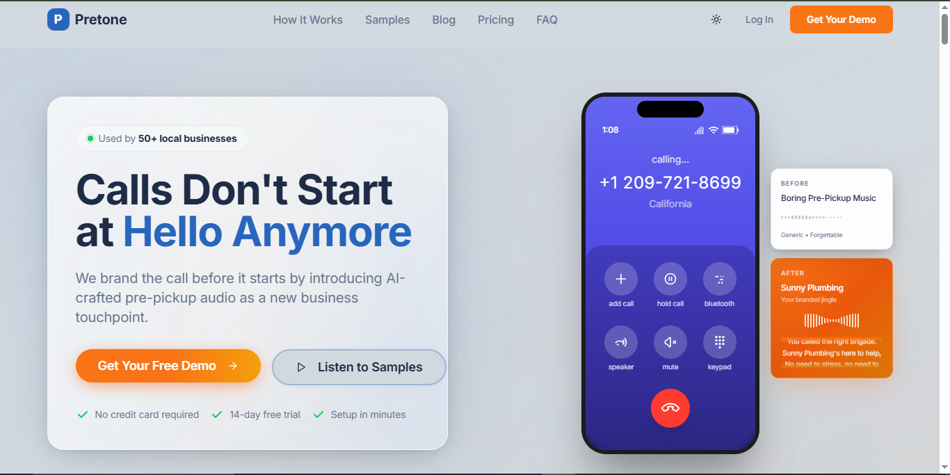 Pretone AI - Main product screenshot demonstrating key features and user interface