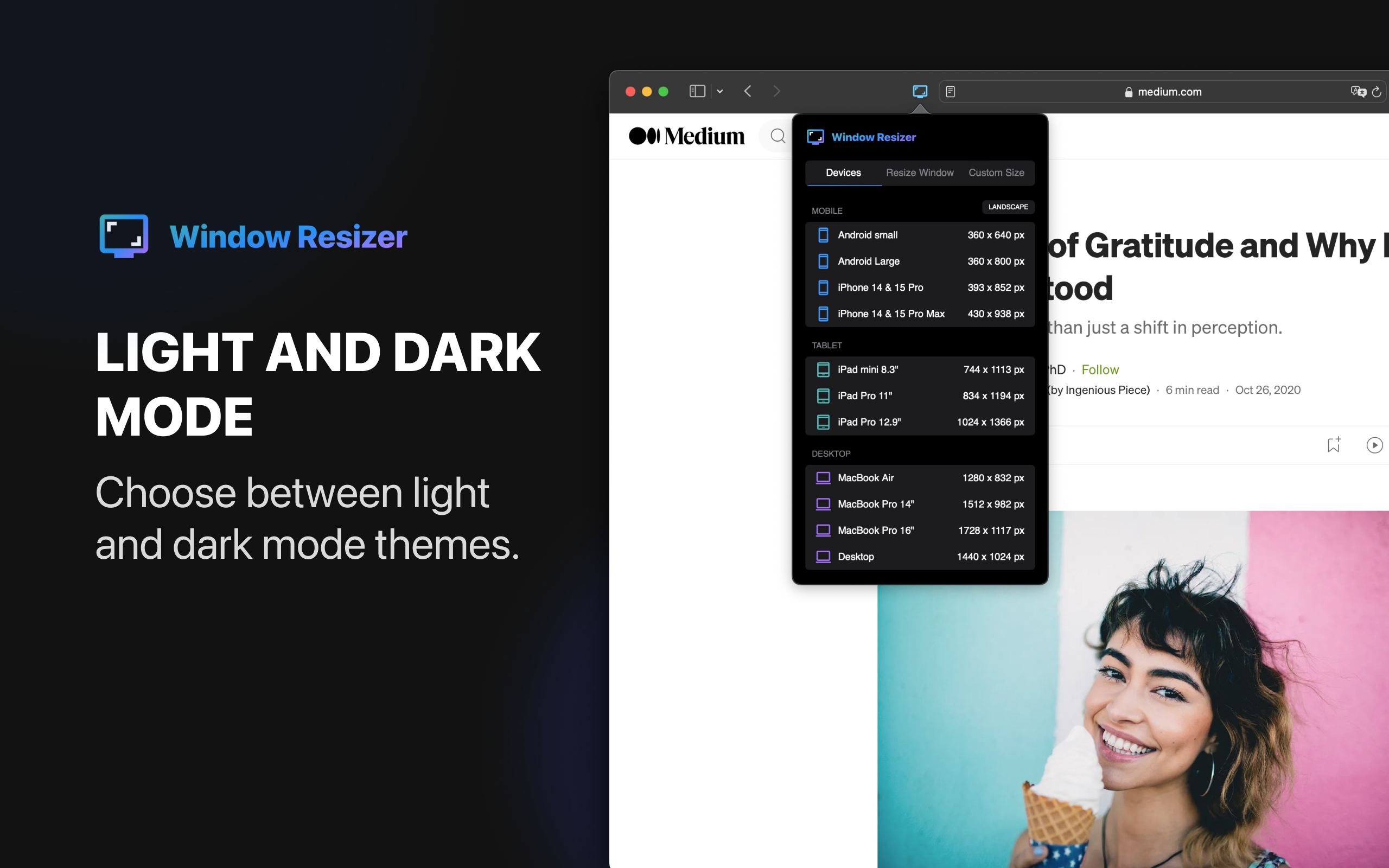 Window Resizer for Safari media 5