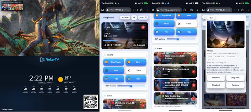 RelayTV - self hosted URL-to-TV playback screenshot 1