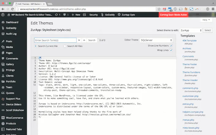 WP Backend File Search gallery image