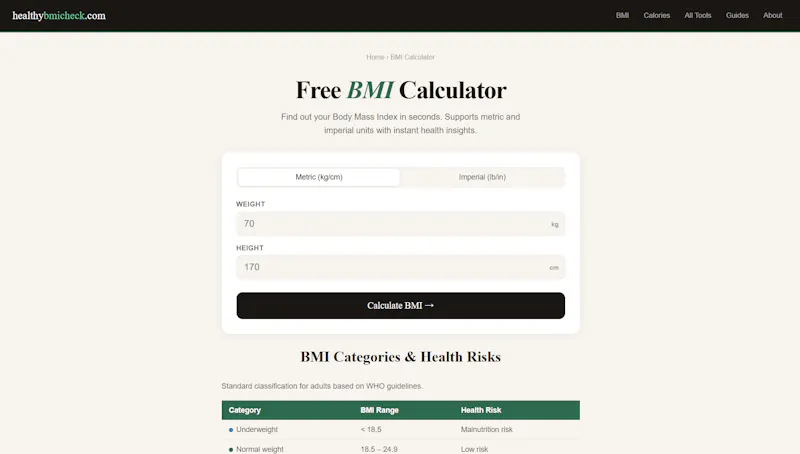 HealthyBMICheck — Free Calculators screenshot 3
