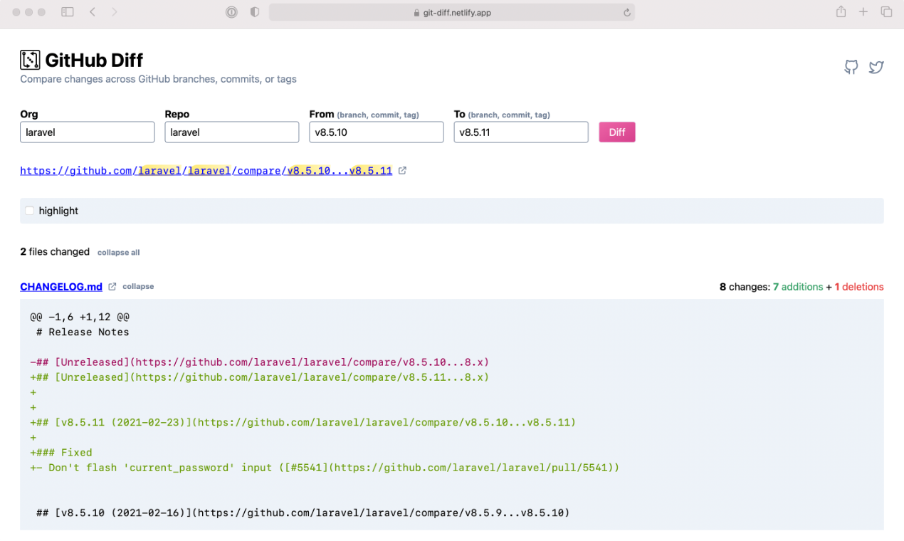 GitHub Diff gallery image
