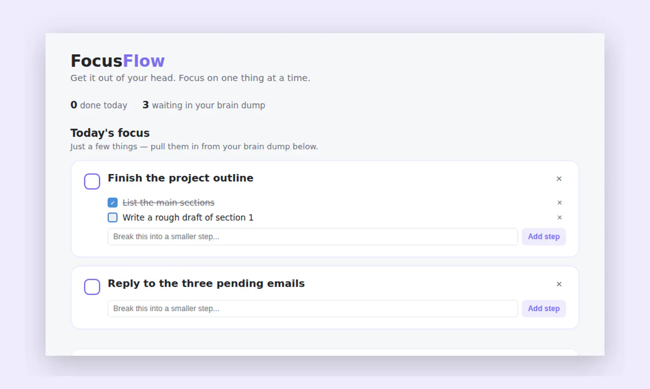Focus Flow, Brain Dump & Task Simplifier gallery image