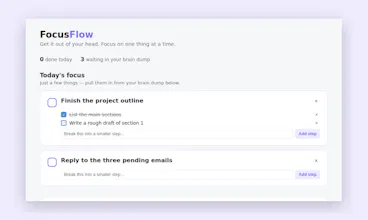 Focus Flow, Brain Dump & Task Simplifier gallery image