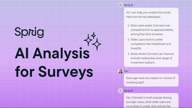 Sprig AI Analysis for Surveys - Resumo instantâneo de resultados valiosos de pesquisas
