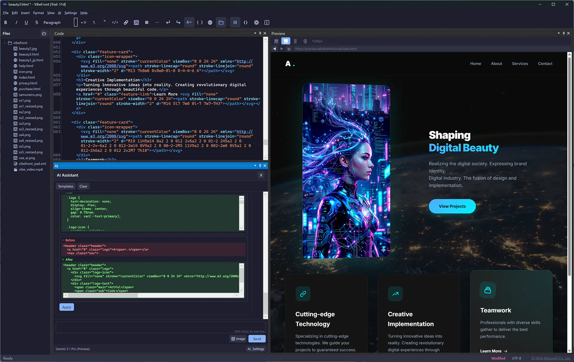 VibeFront - AI HTML Editor 项目横幅