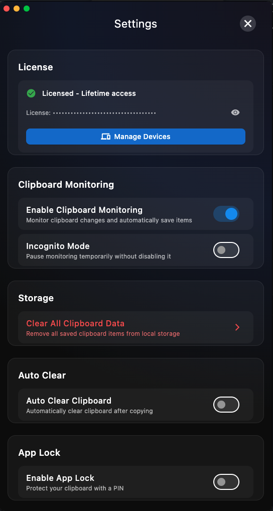 Safeclipboard beveiligd klembord voor macOS - Onbeperkte geschiedenis, vergrendelingsbeveiliging, productiviteitsonderdelen. media 3