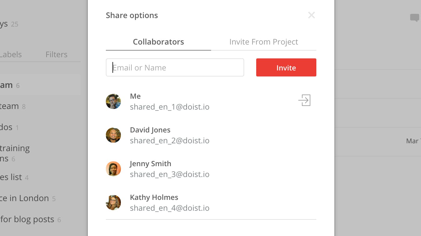 Todoist share projects