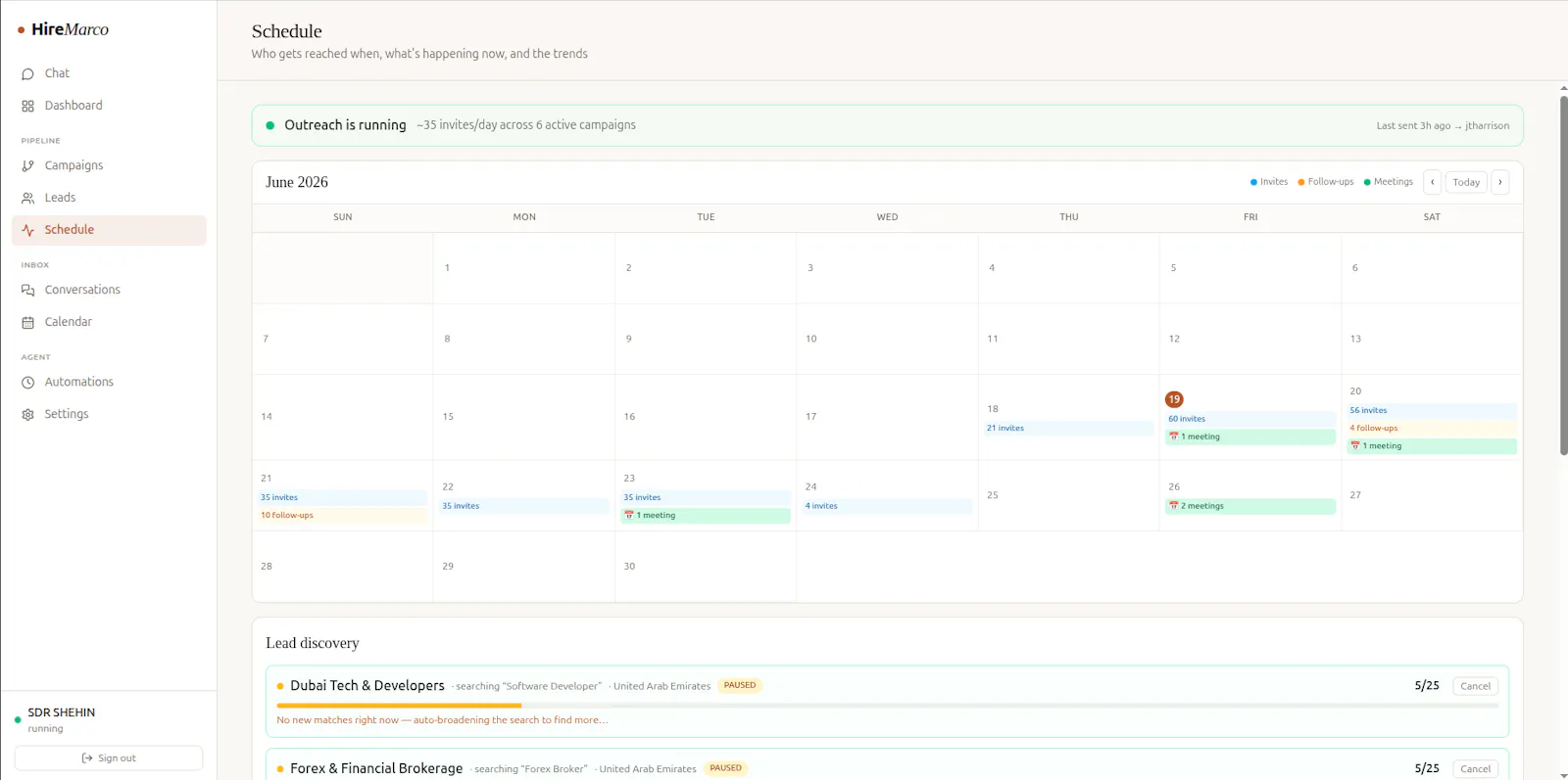 HireMarco — AI LinkedIn agent screenshot 2