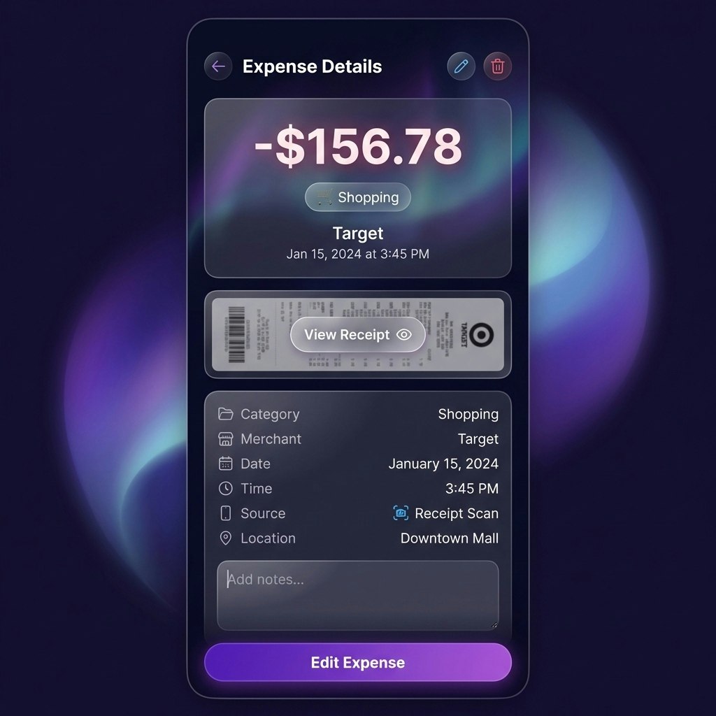 AuraSpend - Main product screenshot demonstrating key features and user interface