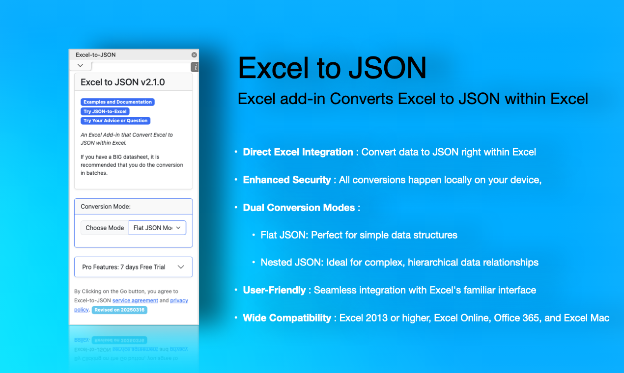 Excel для JSON - Excel Add-in, которая превращает Excel в JSON в Excel медиа 1