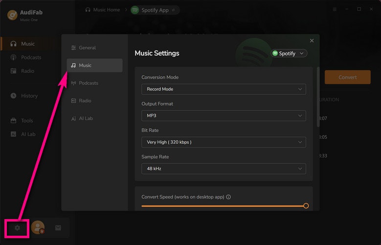 Media Audifab Music One - Tukar muzik streaming ke format mp3 biasa 6