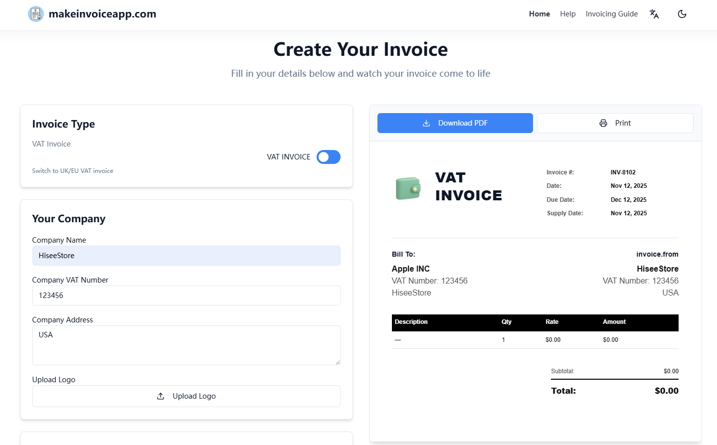 Free Online Invoice Generator - Screenshot 2 preview