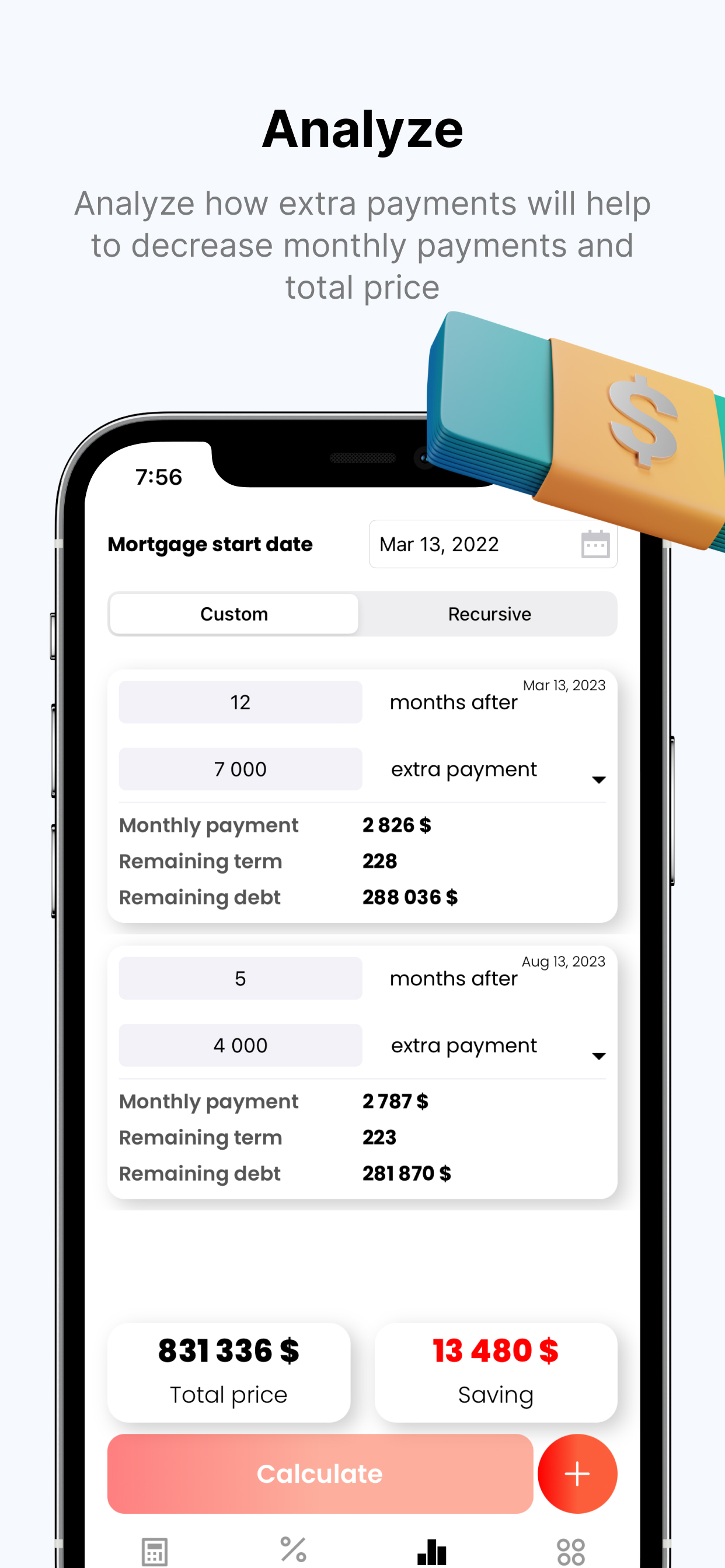 HimeTrack - Mortgage Hesap Makinesi - Ödemelerinizi optimize etmek için akıllı bir ipotek hesap makinesi medya 3