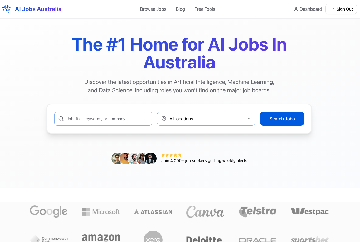 AI Jobs Australia - Main product screenshot demonstrating key features and user interface