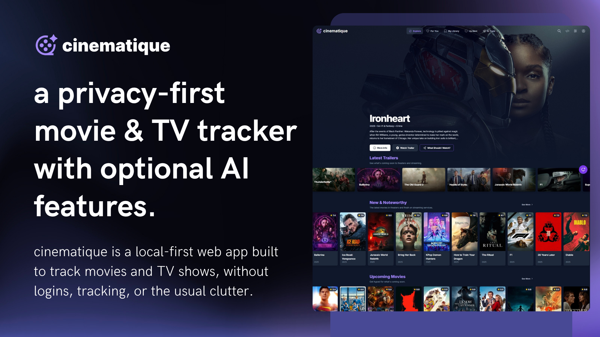 เกี่ยวกับจลนศาสตร์ - Cinematique เป็นแอพติดตามสื่อที่เน้นความเป็นส่วนตัวฟรี media 1