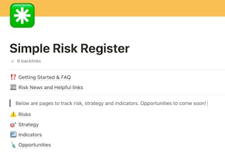 Simple Risk Register - Notion Template gallery image