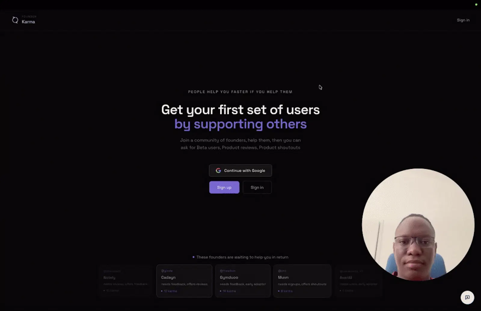 FounderKarma screenshot 1 (video preview)