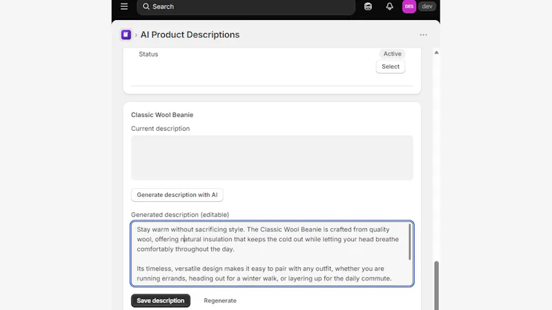 Descrivo screenshot 4