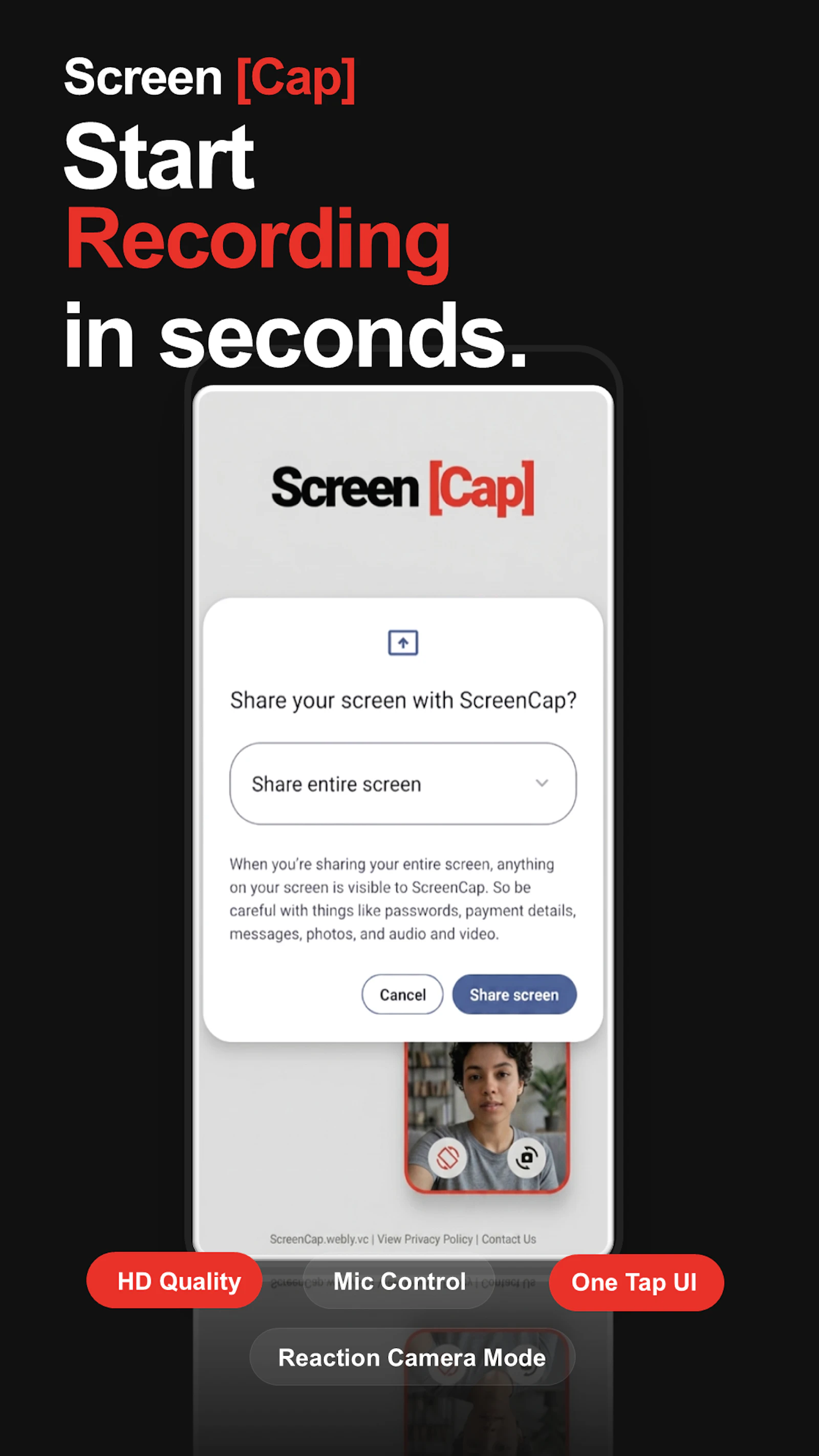 Screen[Cap] : Mobile App Screen Recorder screenshot 2