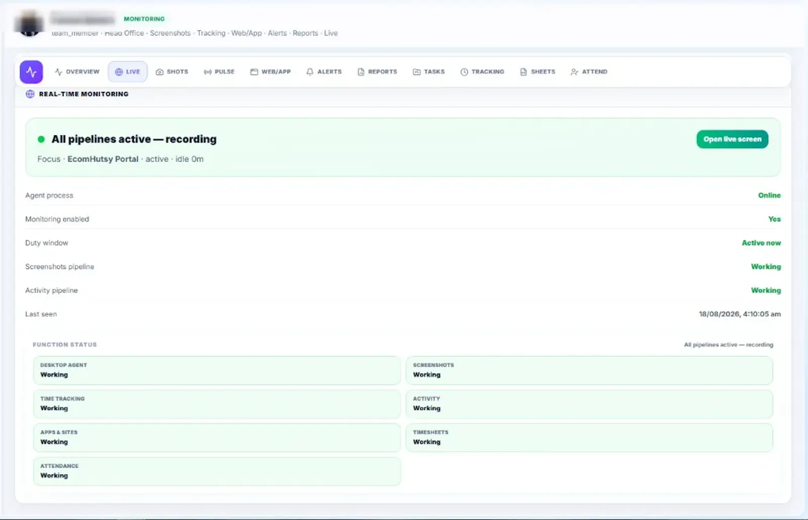 ECOMHUTSY Team Monitoring screenshot 4