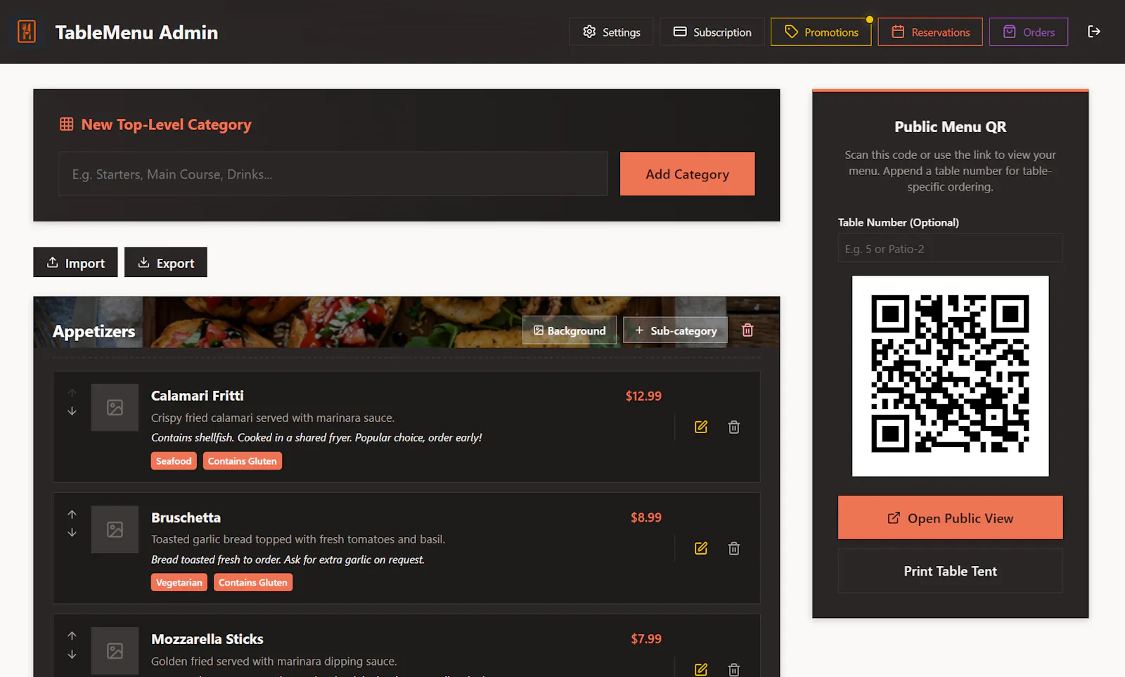 TableMenu screenshot 4