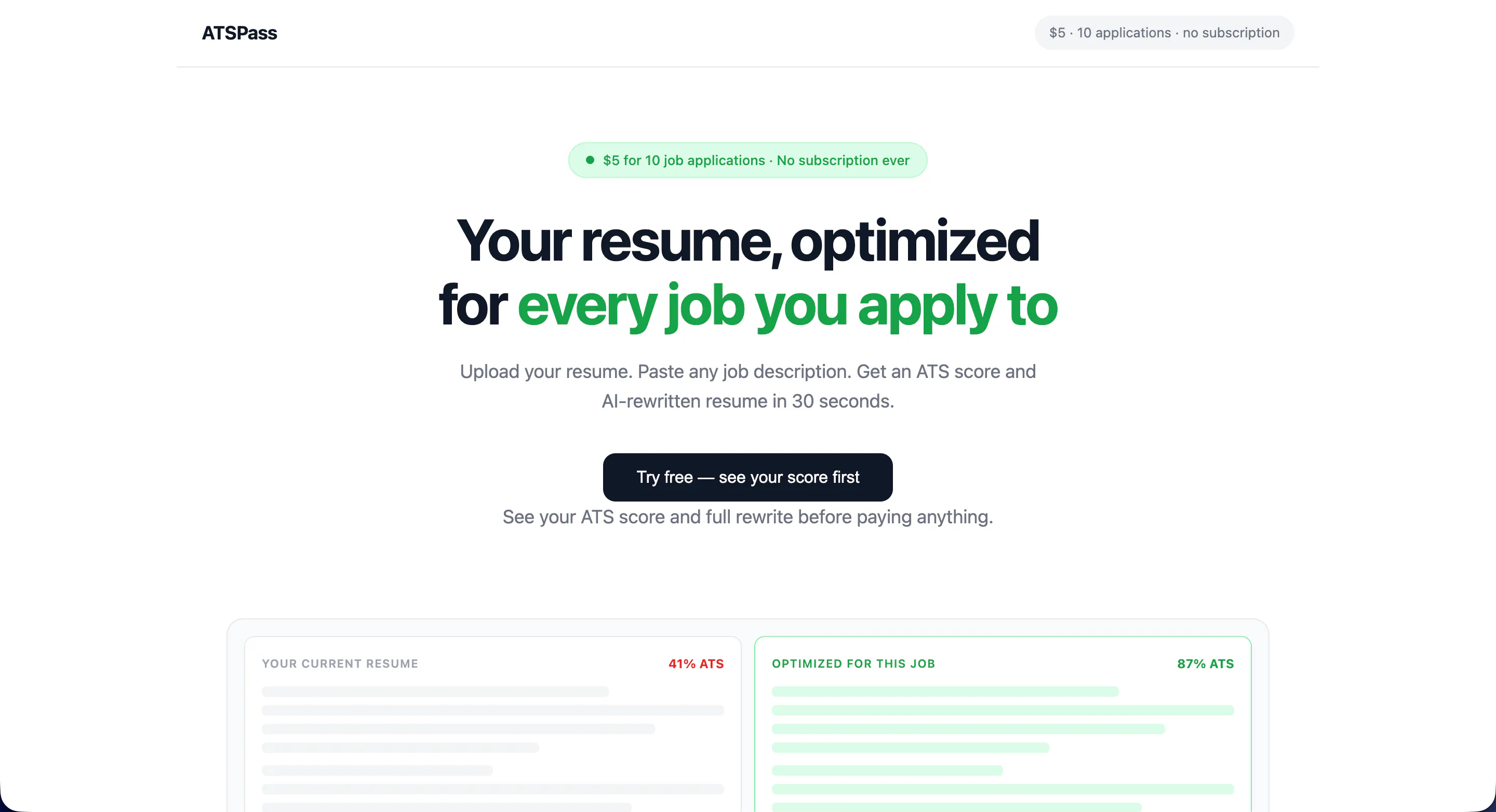 ATSPass Optimize your resume for any job 專案橫幅