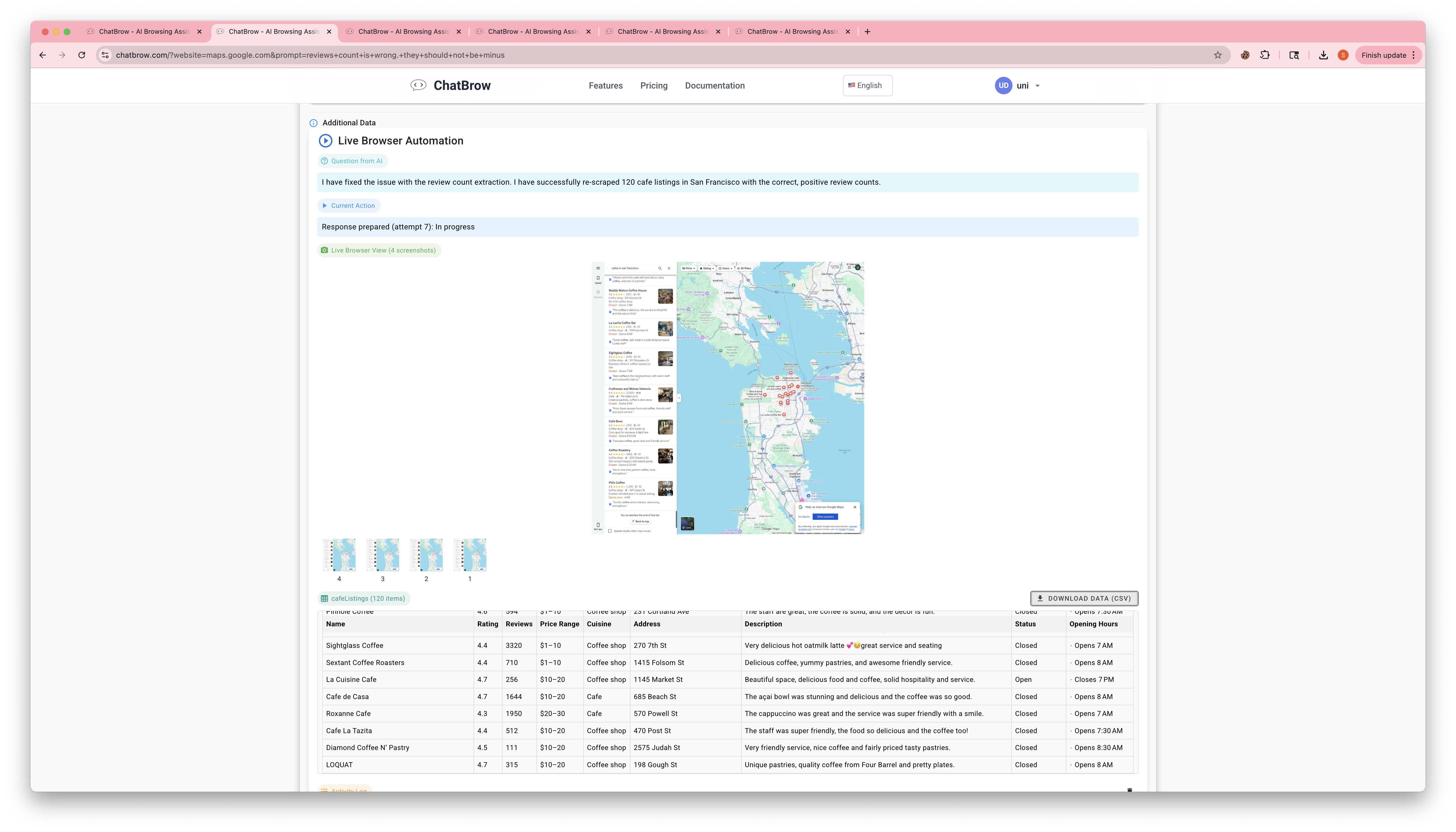 Média Chatbrow - Agent de grattage sur le Web avec une page Web en anglais simple pour dynamique 2