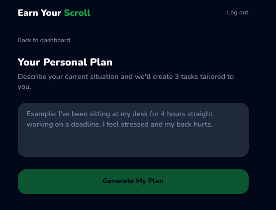 Earnyourscroll - Screenshot 2 showing product features and functionality