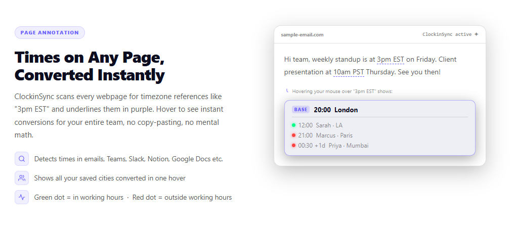 ClockinSync - Smart Timezone Extension gallery image