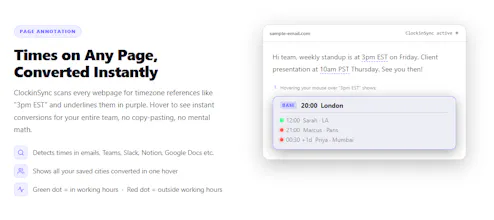 ClockinSync - Smart Timezone Extension gallery image