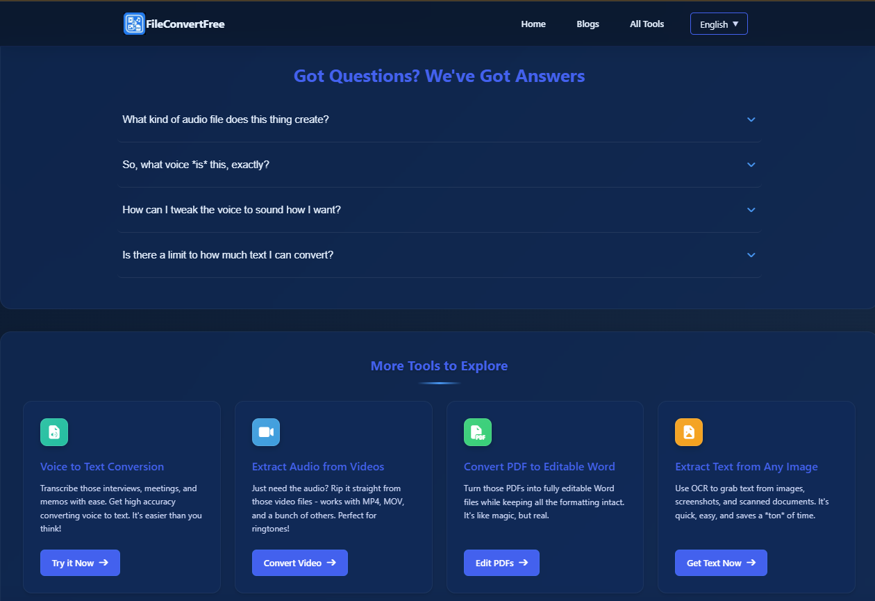 Text to Voice by FileConvertFree - Screenshot 3 showing product features and functionality