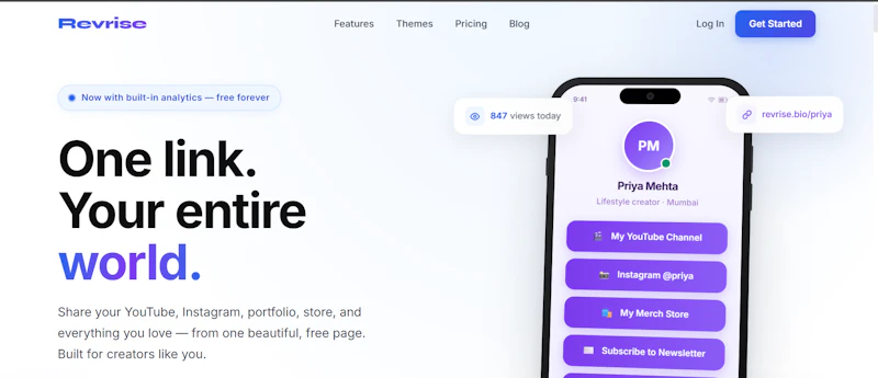 Revrise — Link in Bio for Creators screenshot 1