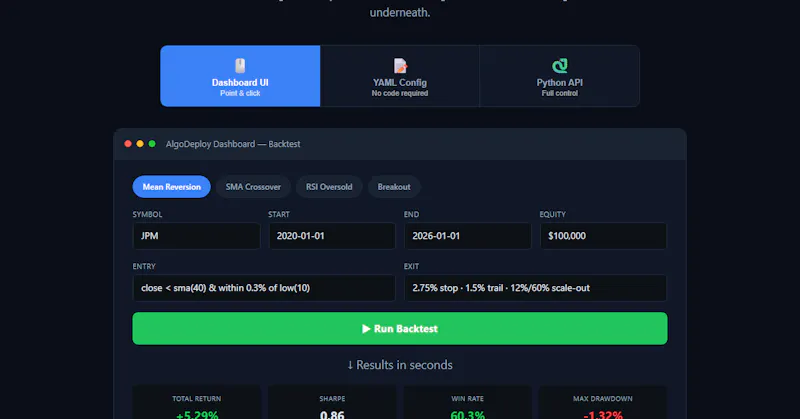 AlgoDeploy screenshot 2
