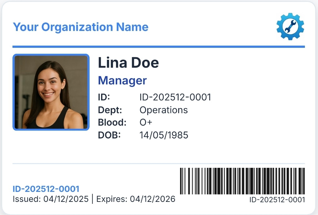 ID card - Main product screenshot demonstrating key features and user interface