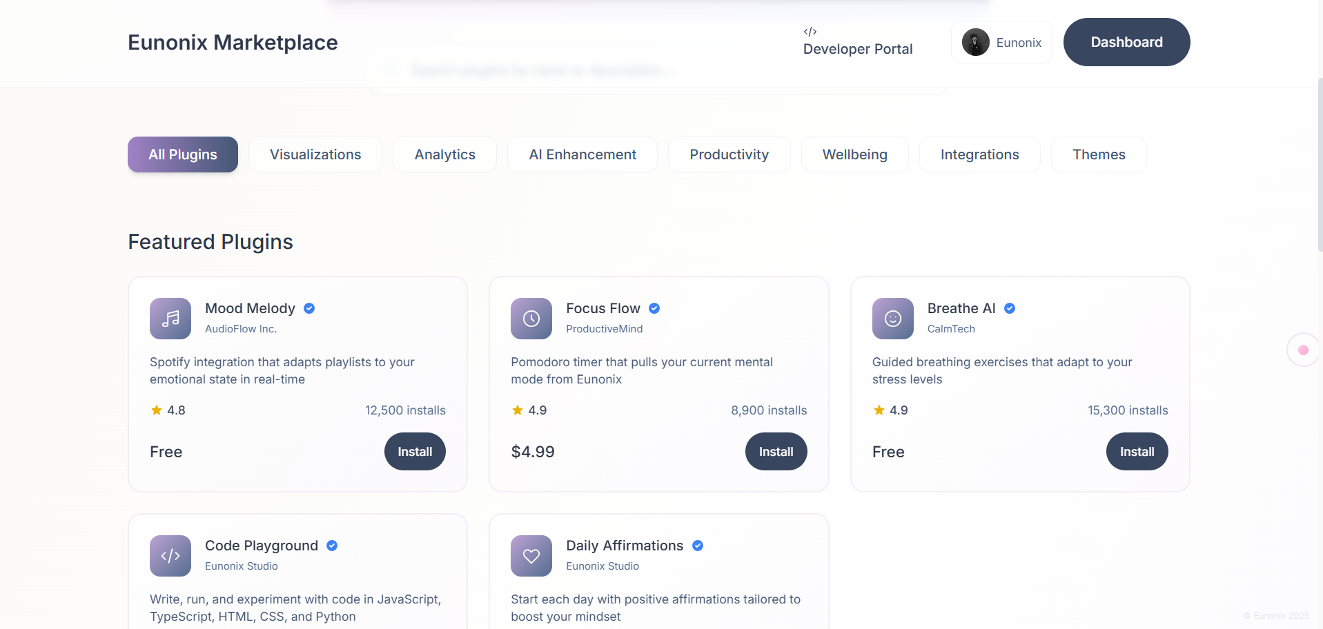 Eunonix - Screenshot 2 showing product features and functionality