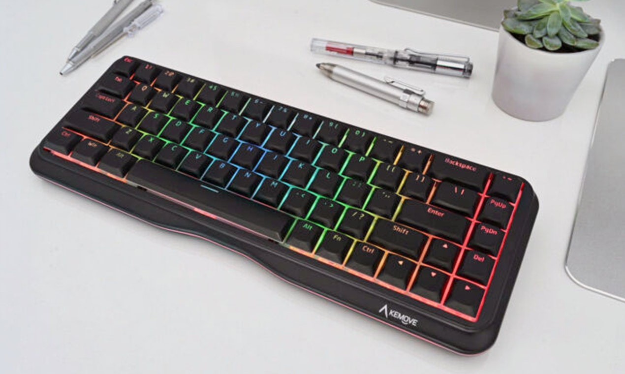 Kemove 60% teclado mecánico inalámbrico - Teclado personalizado con teclas de bajo perfil en caliente y de bajo perfil media 3