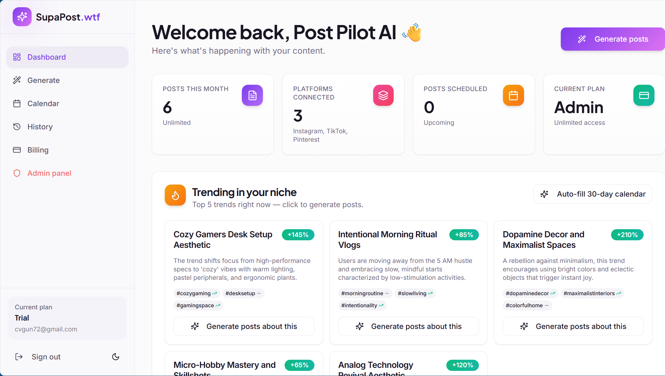 SocMed content generator in a minute gallery image