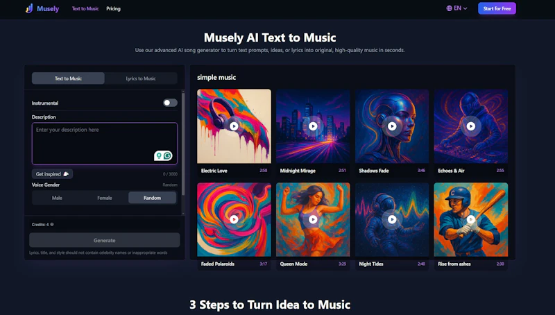Musely.io screenshot 1