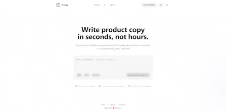 Prodly AI product description generator gallery image