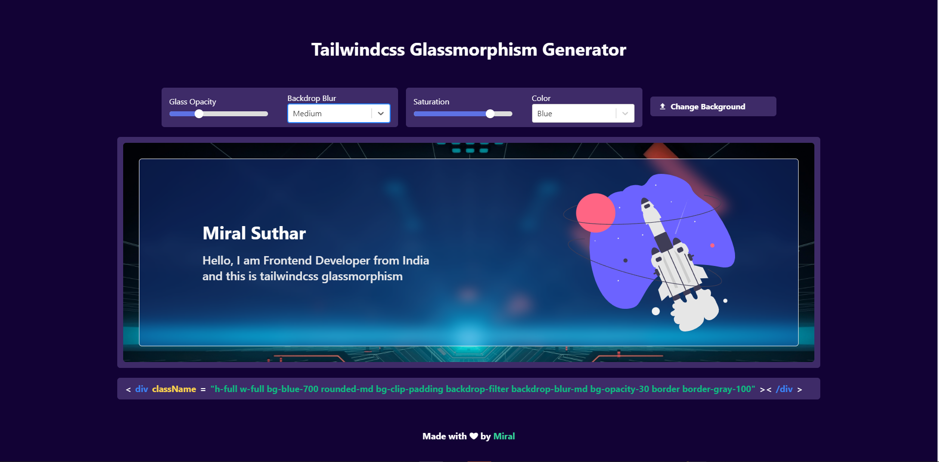 Tailwindcss Glassmorphism Generator gallery image