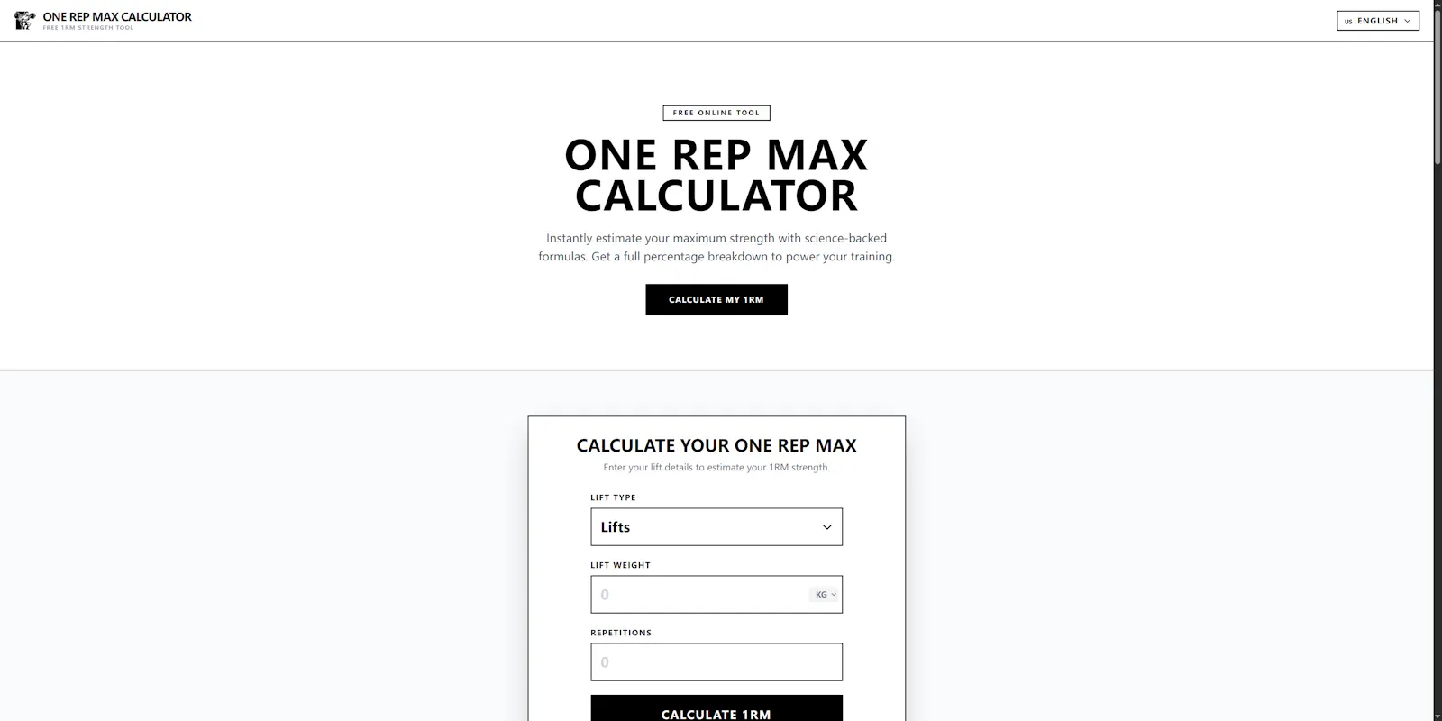 One Rep Max Calculator screenshot 1