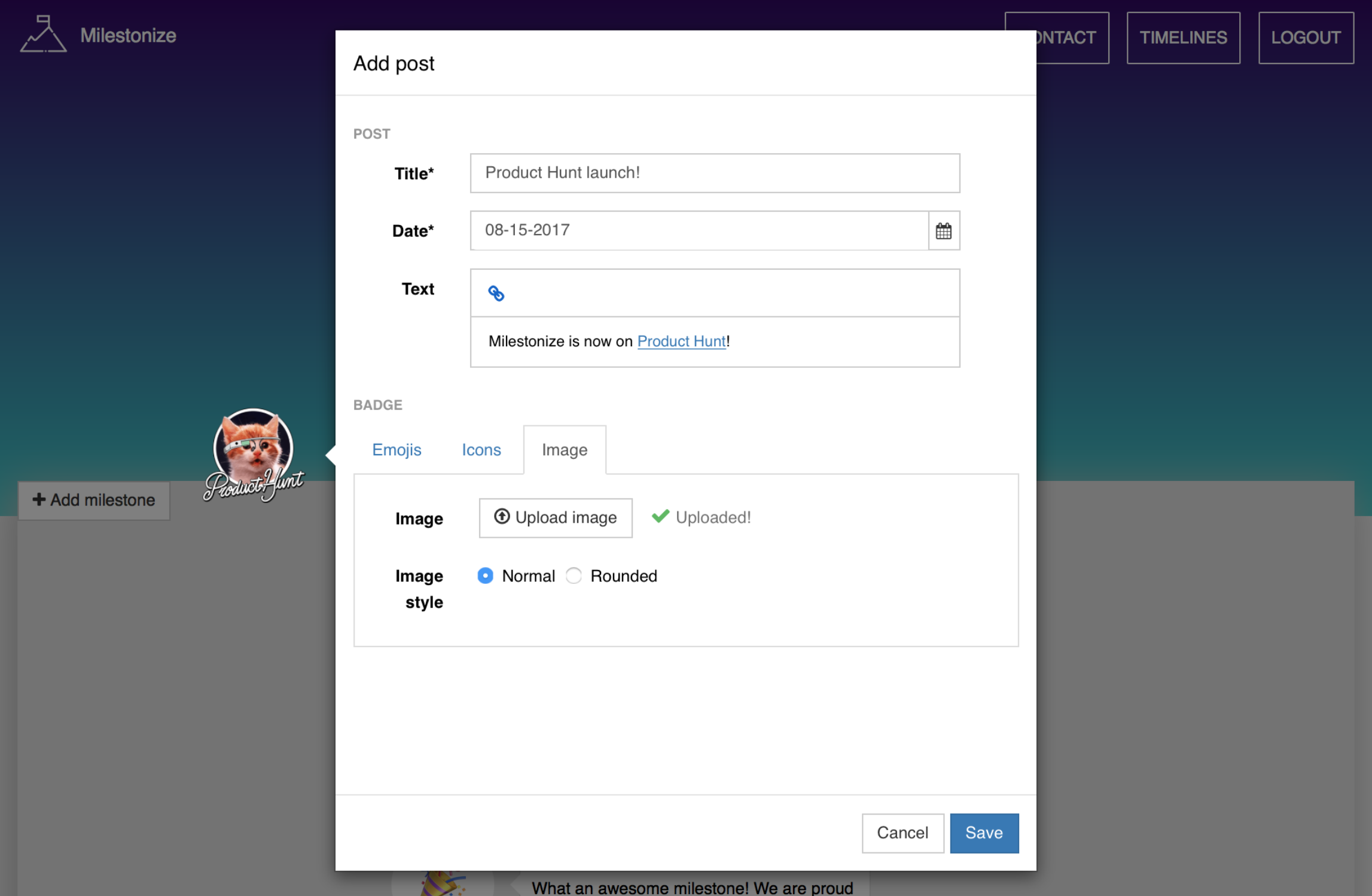 Milestonize gallery image
