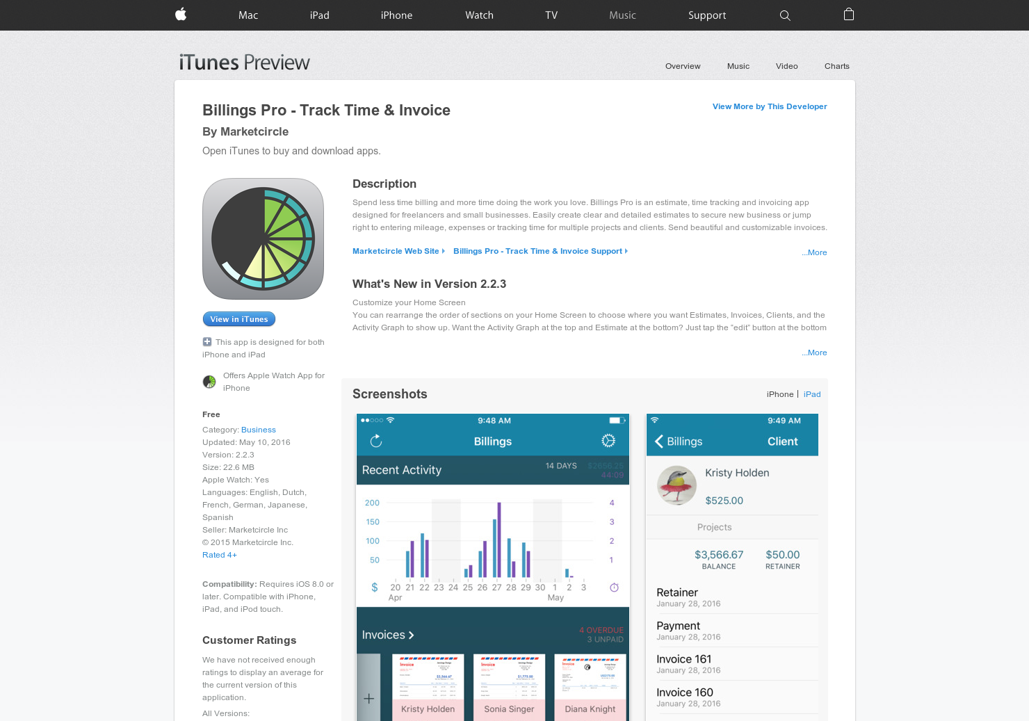 Billings Pro for  Watch