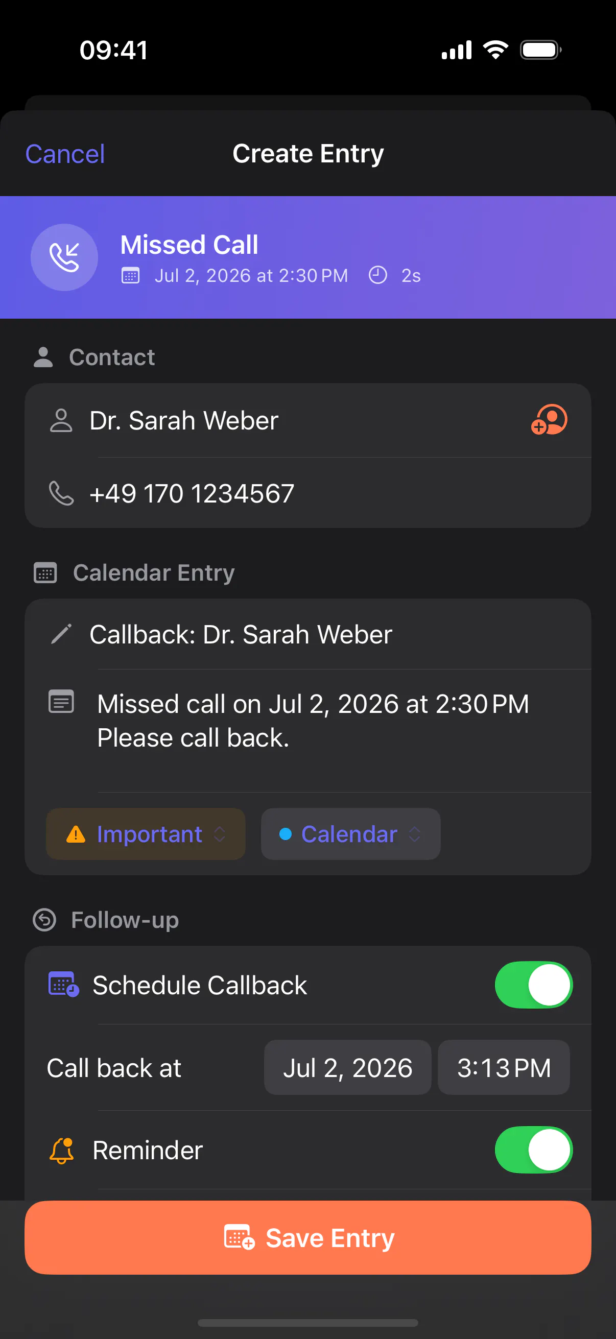 Callvent screenshot
